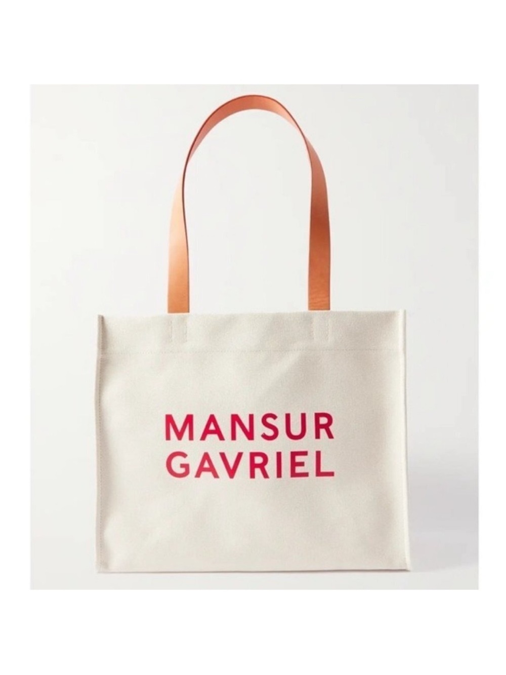 Mansur Gavriel $495 Logo Signature Shopper Printed Cotton Canvas Tote Bag NWT